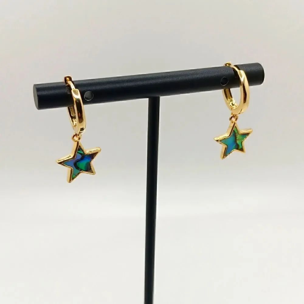 New 14K‎ Gold Plated S925 Huggie Star Earrings By Tughra New In Box